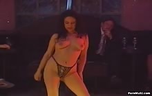 Hot brunette Gina dances nakes in front of audience with Valeria Bondarenko