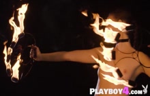 Teen Elilith Noir playing with fire and revealed her beautiful big ass