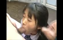 Young Japanese girl gives blowjob