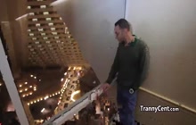 Horny guy jizzed shemale hole