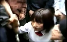 Public bukkake for Japanese schoolgirl