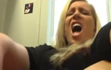 Sexy blonde masturbates on the train