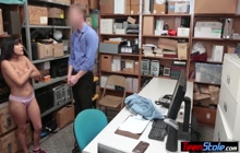 Reluctant massive titted latina teen thief Aryana Amatista fucked by guard