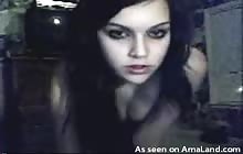 Pretty emo brunette stripteasing on webcam