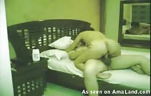 Mystery chick rides her guy's hairy cock