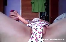 Horny babe playing with dildo for the webcam