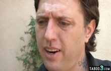 Small titted hairy blonde teen Niki Snow fucked outdoor by her GFs dad