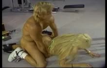 Vintage blonde fucked in gym