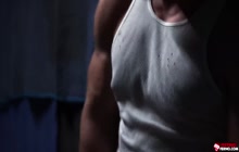 College jock Jim Fit bends over as his new master rubs him down