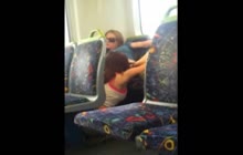 Lesbian Girlfriend licks out GF on Train
