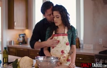 Big ass wife Victoria Voxxx is a great cook but much better cock sucker