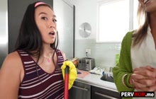 Asian MILF stepmom Christy Love educates her clueless stepsiblings