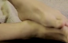 Muscled gay guy masturbates