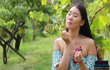 Asian MILF model Katana Porn in a sexy outdoor striptease for Playboy