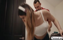 Curvy Trans Maid gets her ass rammed by her horny boss