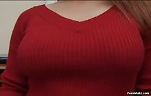 Sexy redhead slut Lana Peaches gives blowjob and gets her pussy fucked