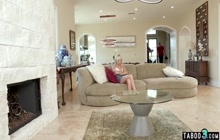 Petite blonde teen fucked hard next to her shocked stepfather