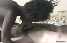 Hot ebony teen gets screwed by a white cock