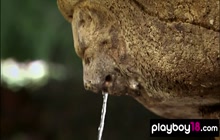 Blonde painter Juliette Frette presenting her big natural boobs